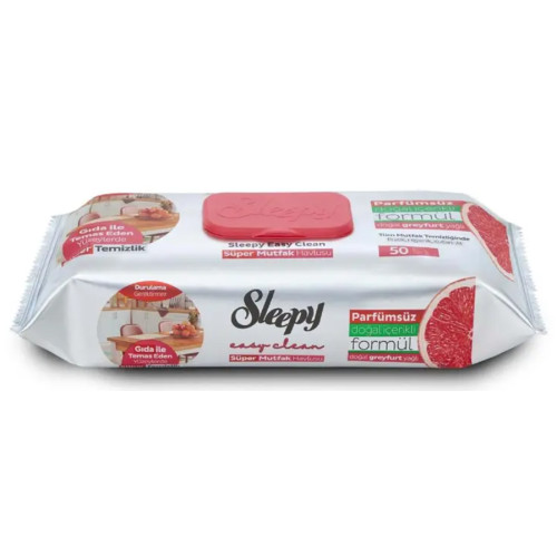 Вологі серветки для кухні Sleepy з ароматом грейпфрута, 50 шт